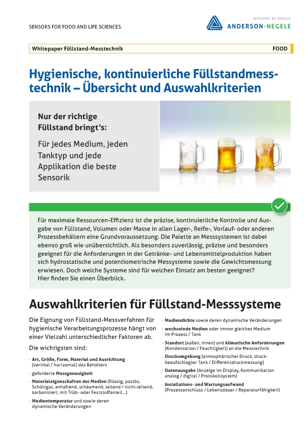 Hygienische, kontinuierliche Füllstandmess